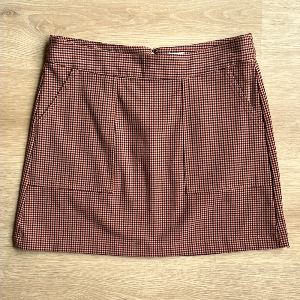 A New Day Classic Brown Checkered Skirt
